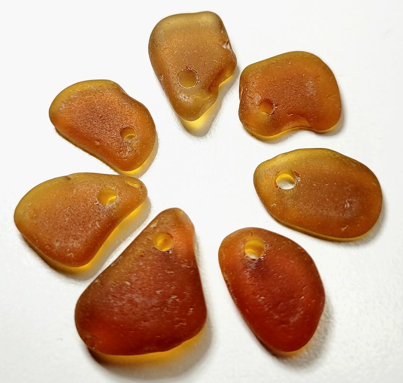 Deep Amber Pieces- Top Drilled