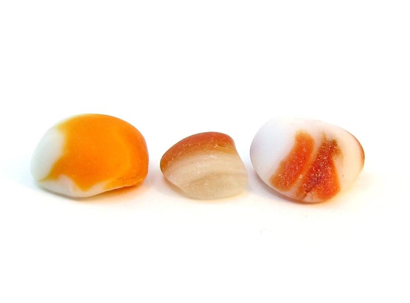 Orange & Opaque Marble Pcs - 3pcs