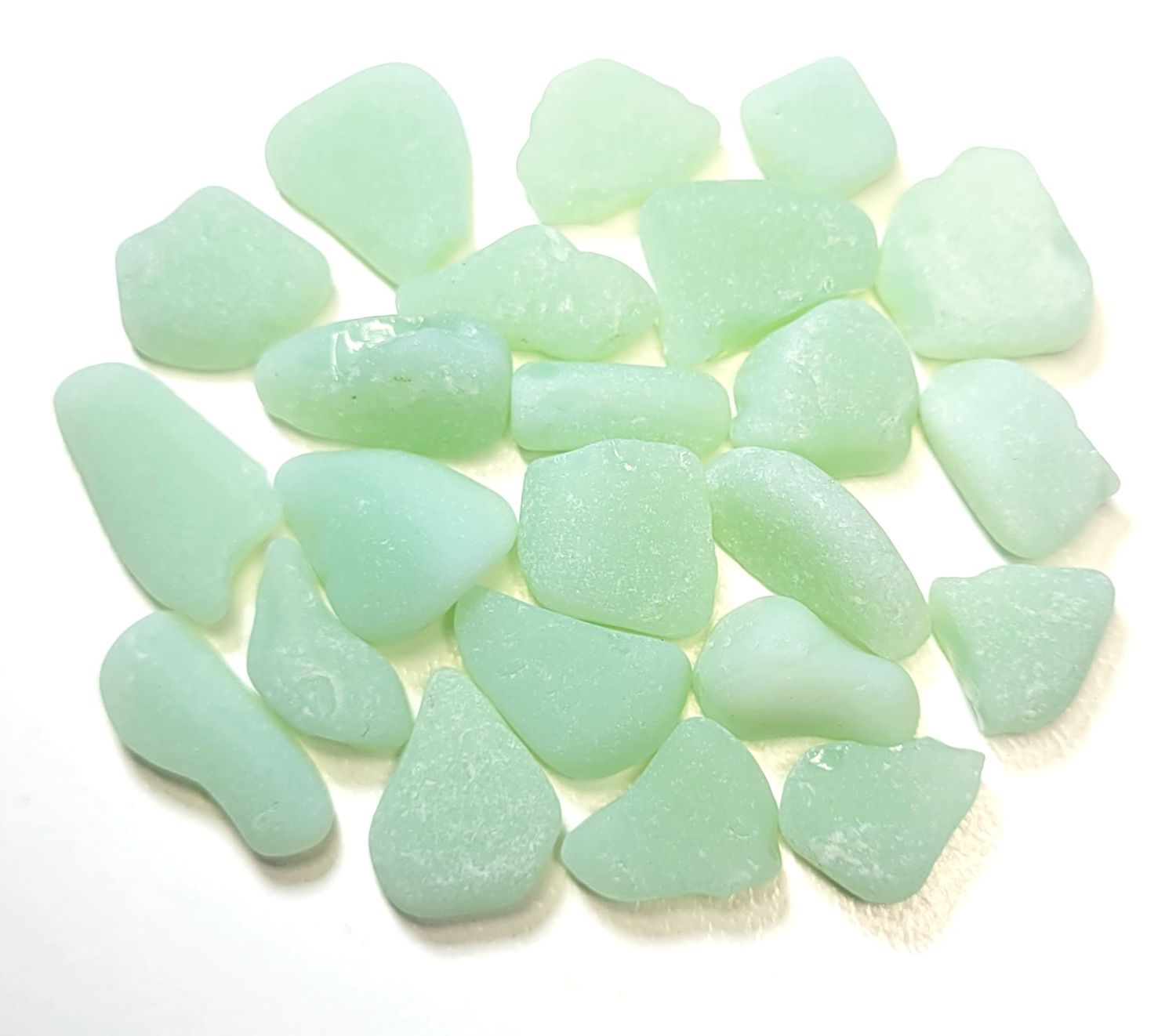 Tiny Mint Green Milk Glass - 23pcs