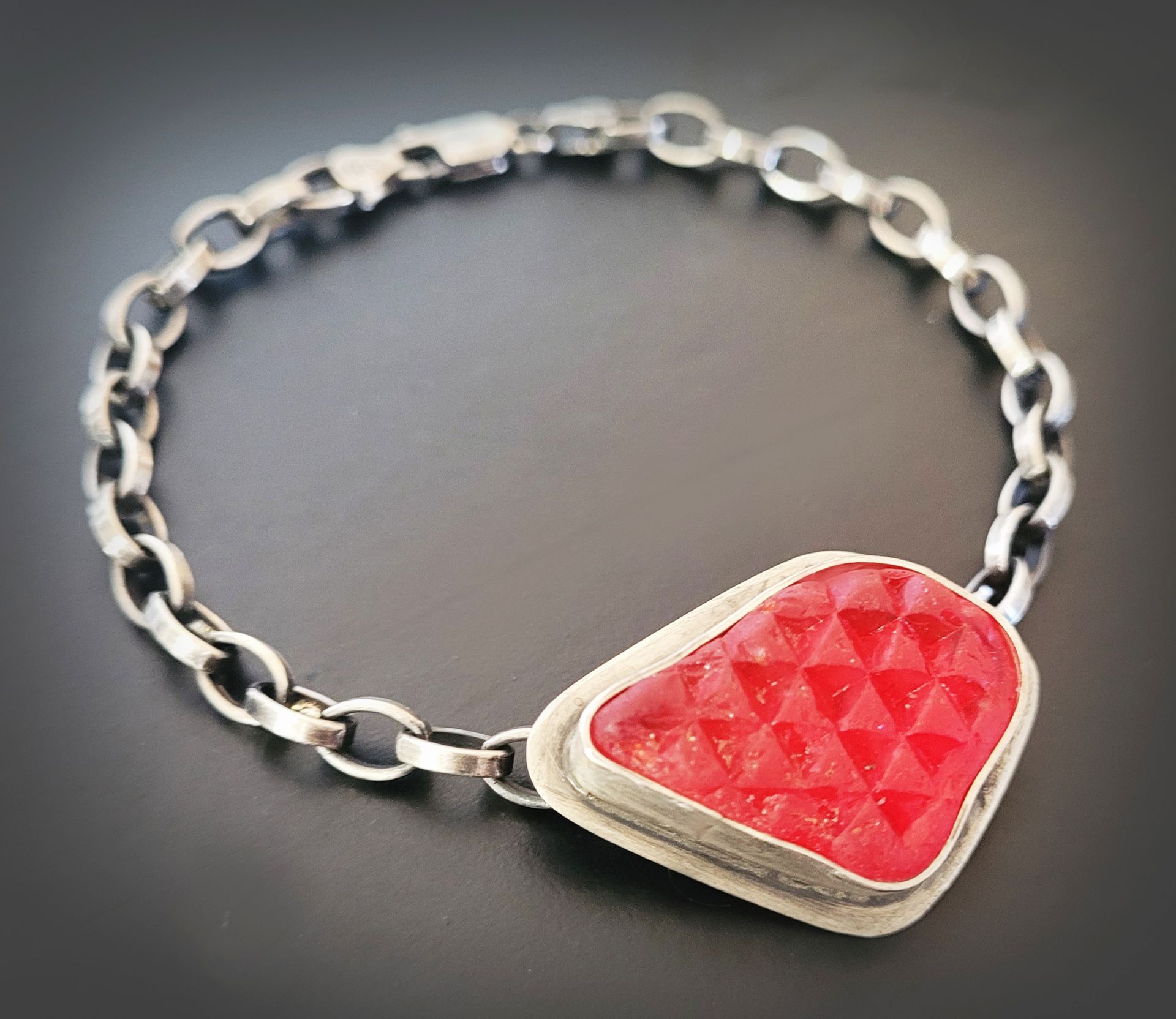 Largest RED Faceted Bracelet