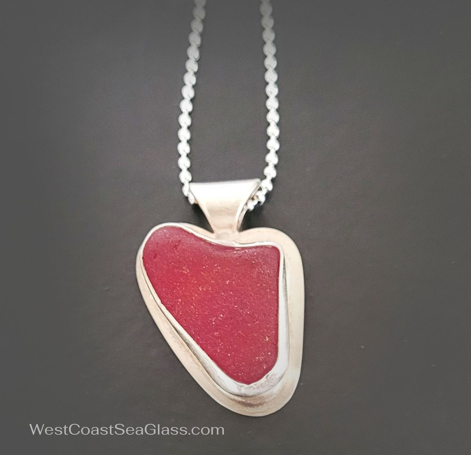 Large, RED Heart in Silver