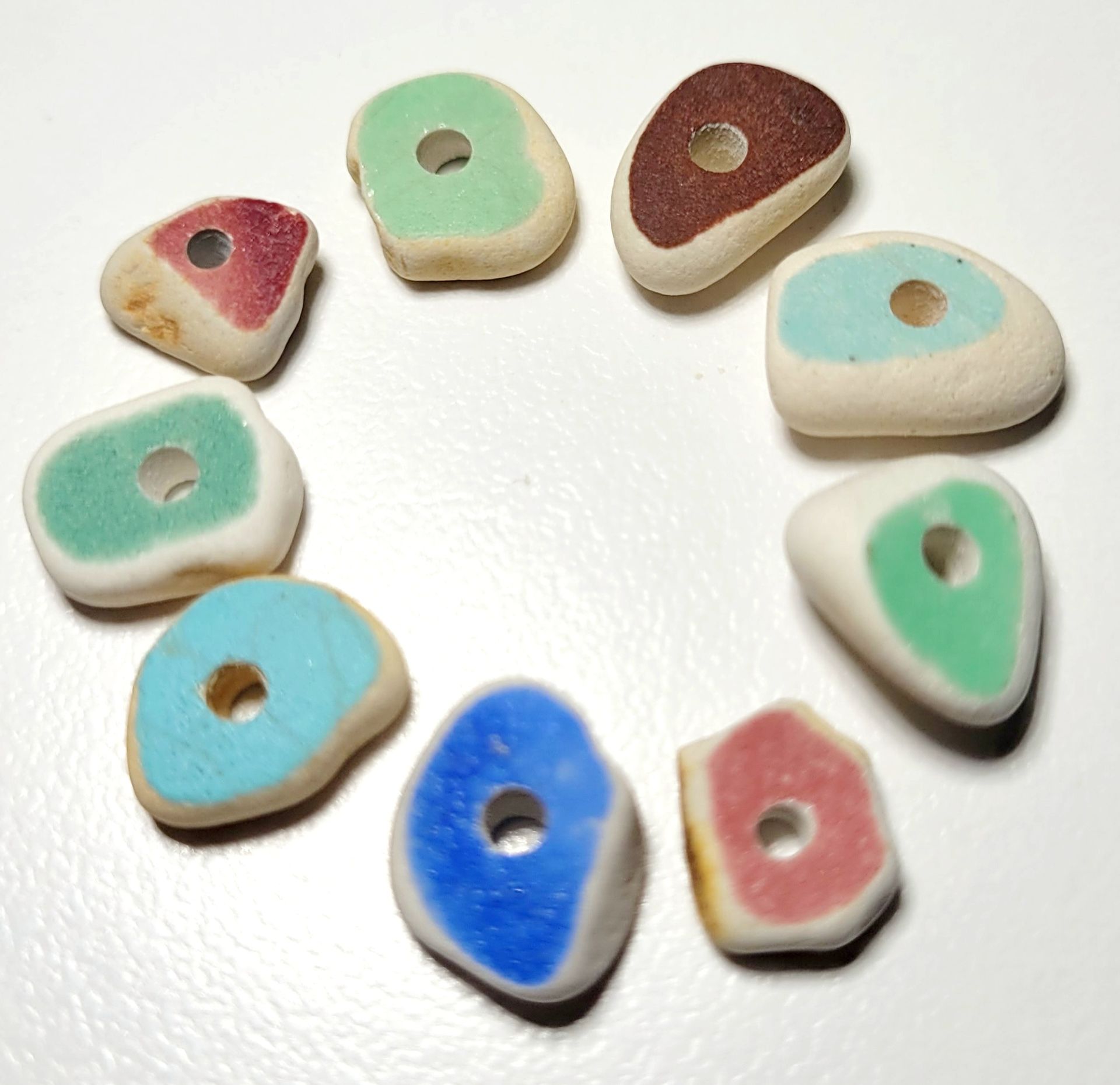 Center Drilled Sea Pottery - 9pcs