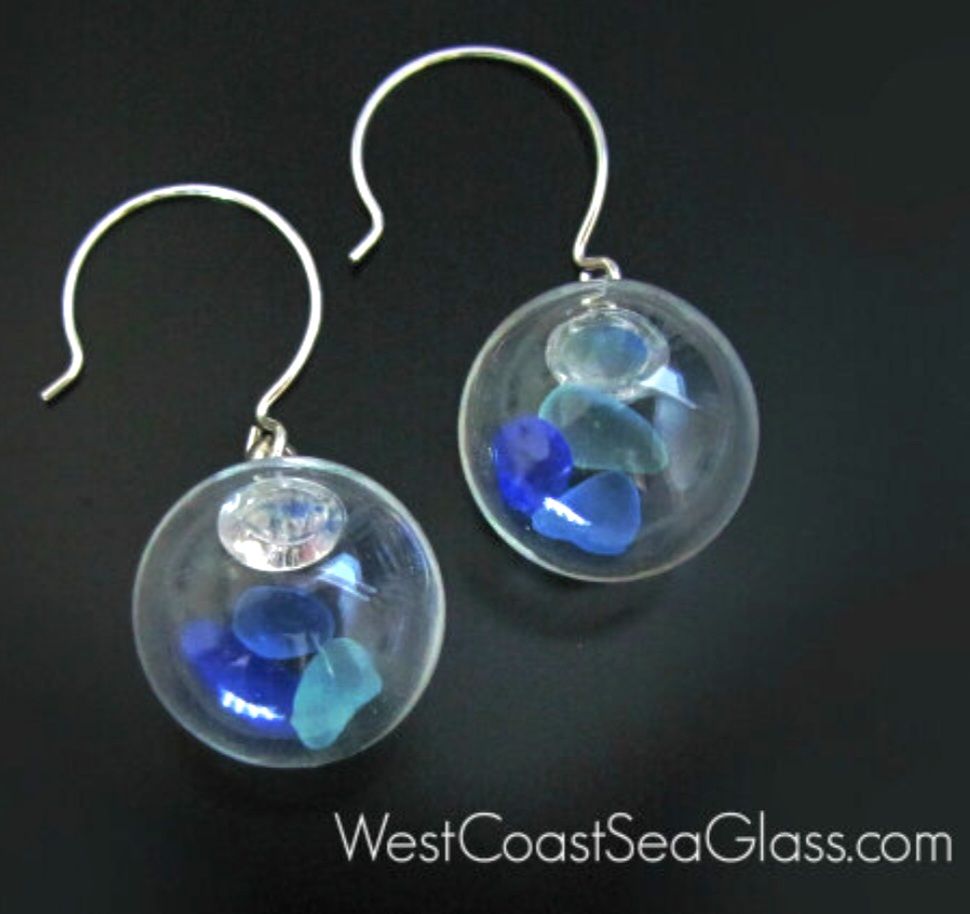 Blue Glass Globe Earrings Blue Glass Globe Earrings