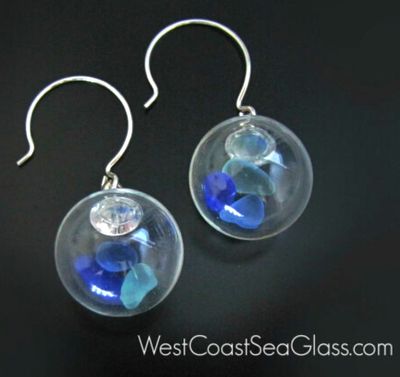 Blue Glass Globe Earrings Blue Glass Globe Earrings