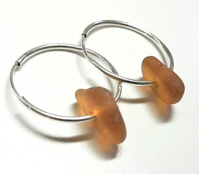 Amber Brown Sterling Hoops