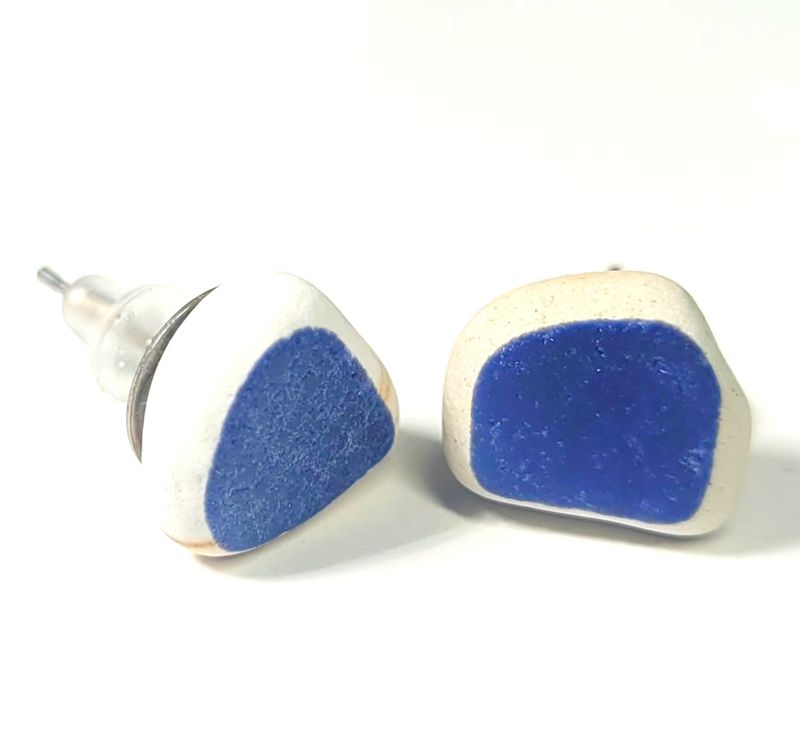 Deep Blue Sea Pottery Stud Earrings Deep Blue Sea Pottery Stud Earrings