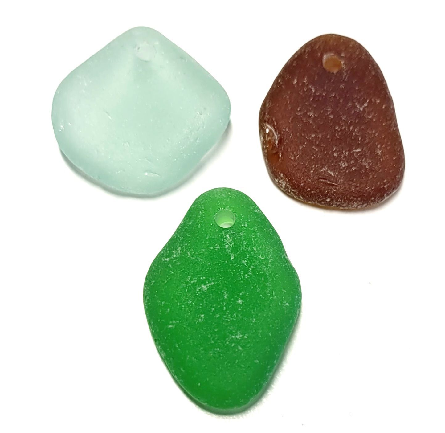 Pendant Sized Aqua, Green, & Brown - 3pcs