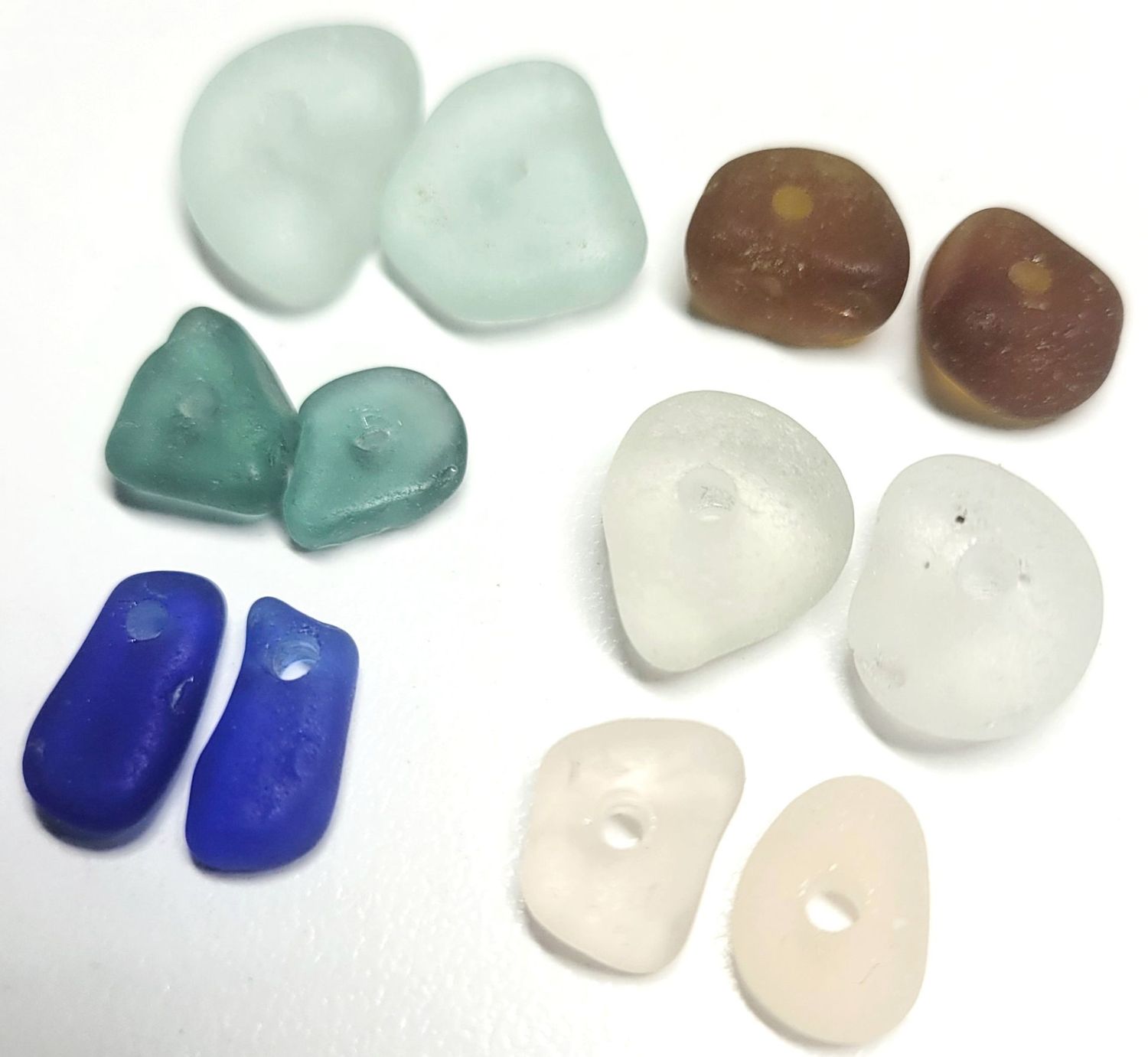 Pairs Drilled Sea Glass - 12 pcs