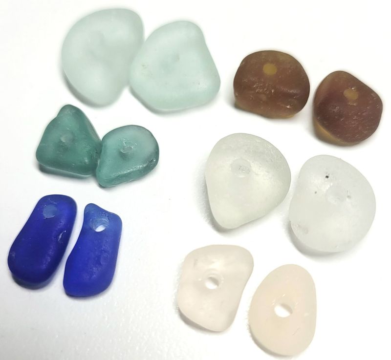 Pairs Drilled Sea Glass - 12 pcs