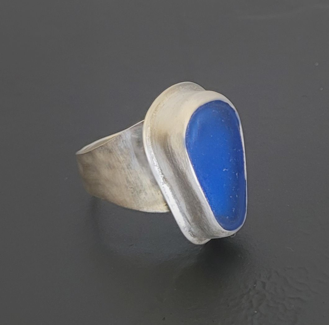 Dreamy Soft Blue Teardrop Ring - Size 8.25