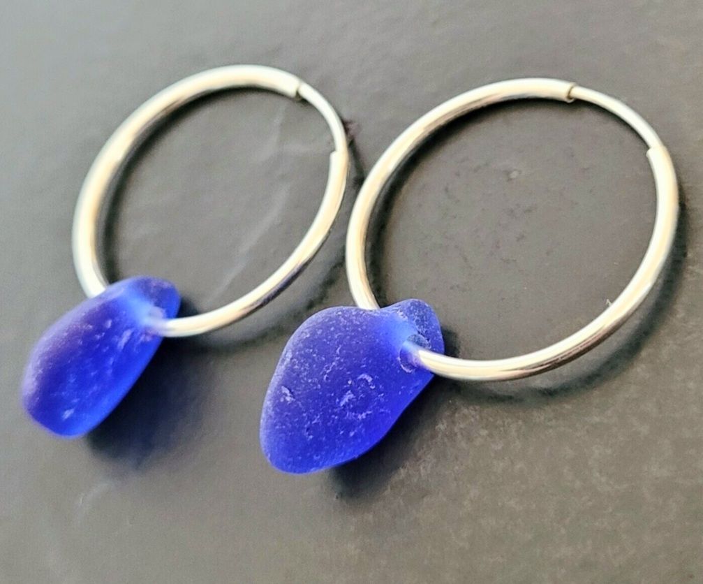 Cobalt Blue Hoop Earrings
