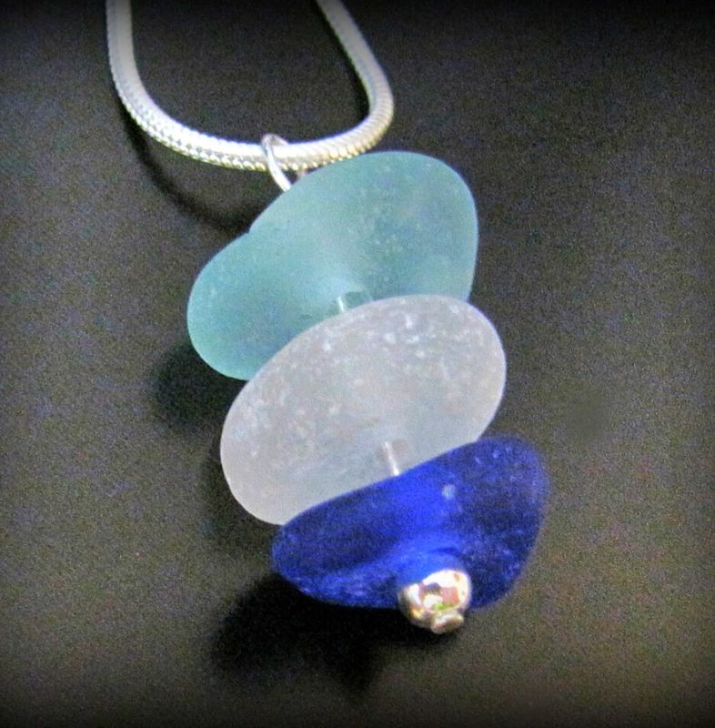 Cobalt, Aqua & White Stacked Necklace Cobalt, Aqua & White Stacked Necklace