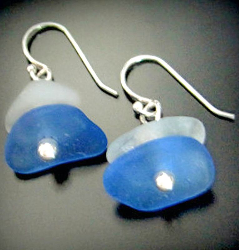 Soft Blue + White Stack Earrings