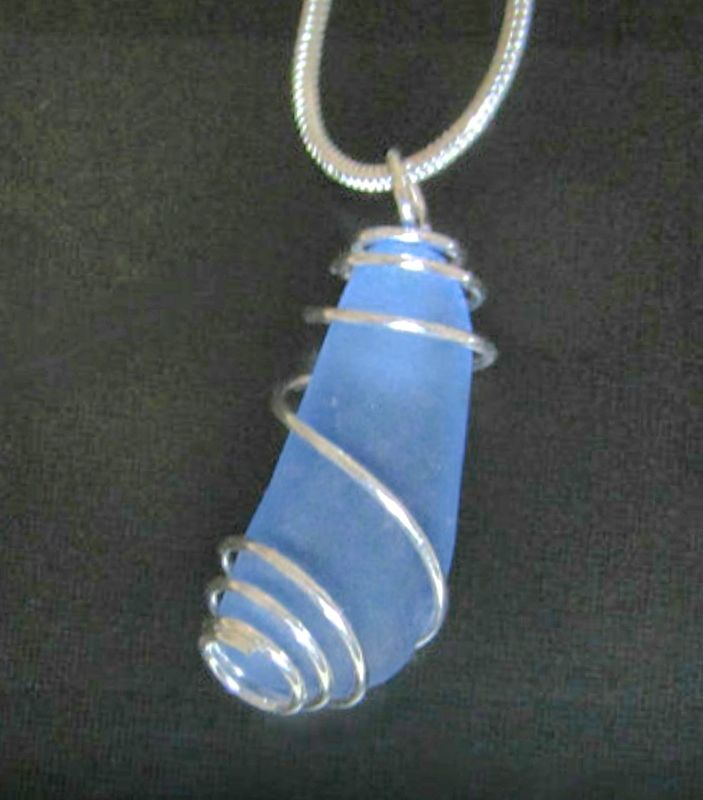 Cornflower Blue Spiral Necklace