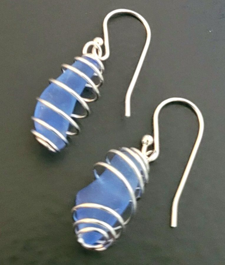Cornflower Blue Spiral Earrings Cornflower Blue Spiral Earrings