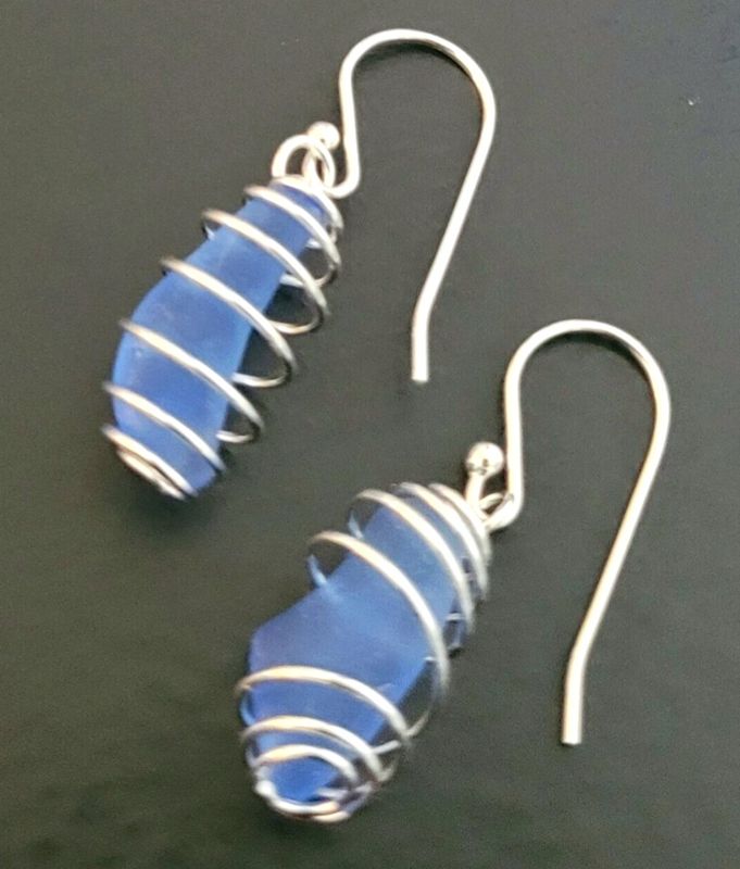 Cornflower Blue Spiral Earrings Cornflower Blue Spiral Earrings