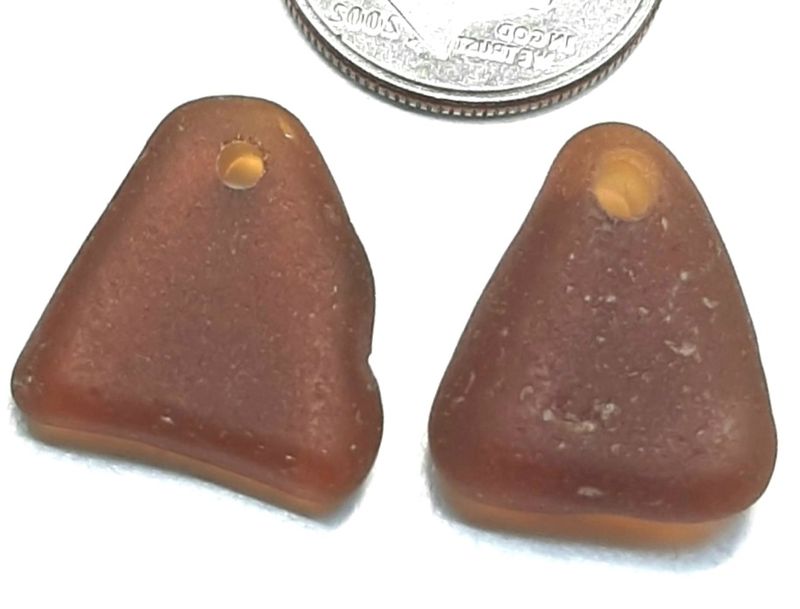 Deep, Amber Pair - Top Drilled