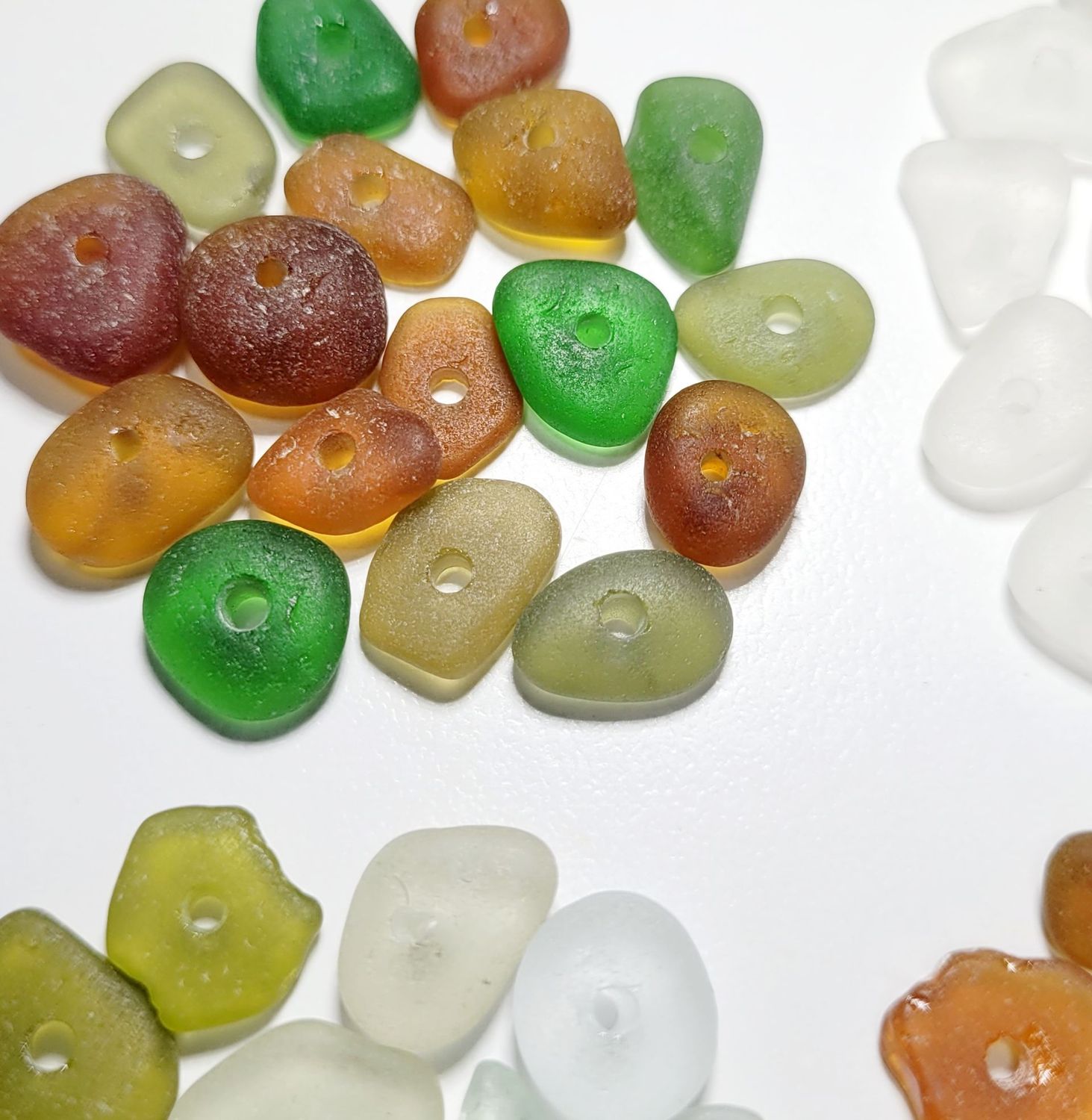 Huge Lot Center Drilled Sea Glass - 106pcs Huge Lot Center Drilled Sea Glass - 106pcs