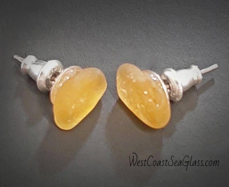Golden Yellow Sea Glass Posts