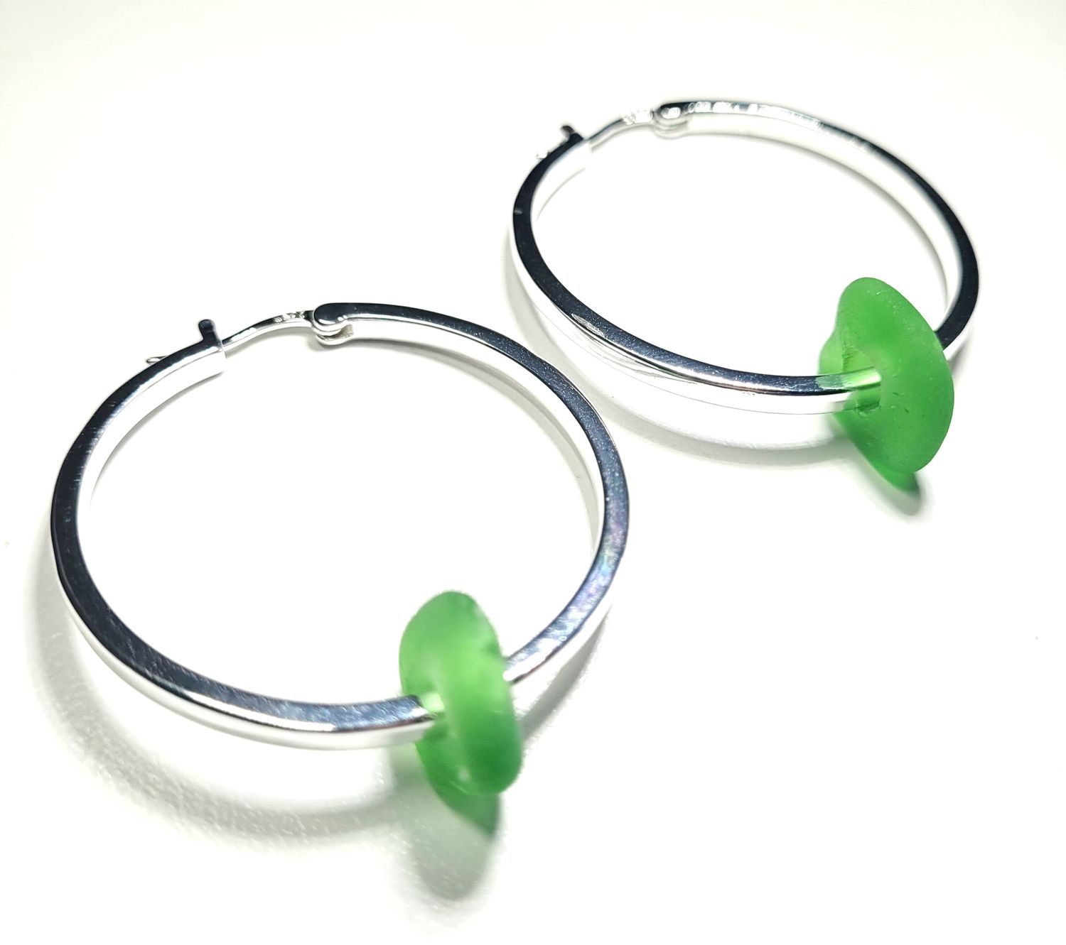 Emerald Green Sterling Hoops Emerald Green Sterling Hoops