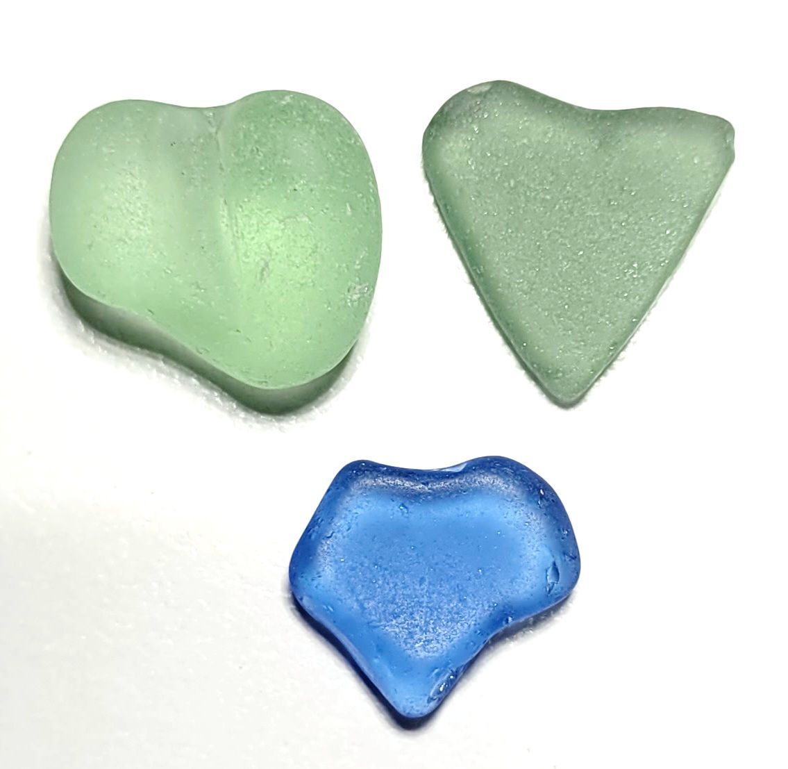 Greens and Blue Hearts - 3pcs