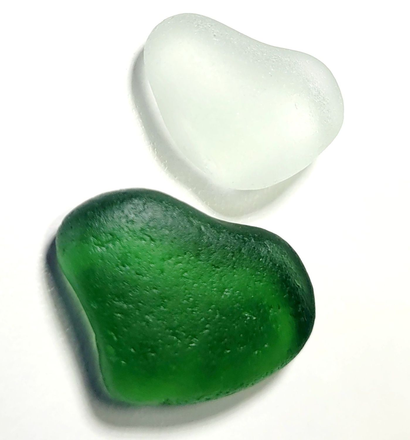 Dark Green & White Hearts - 2pcs