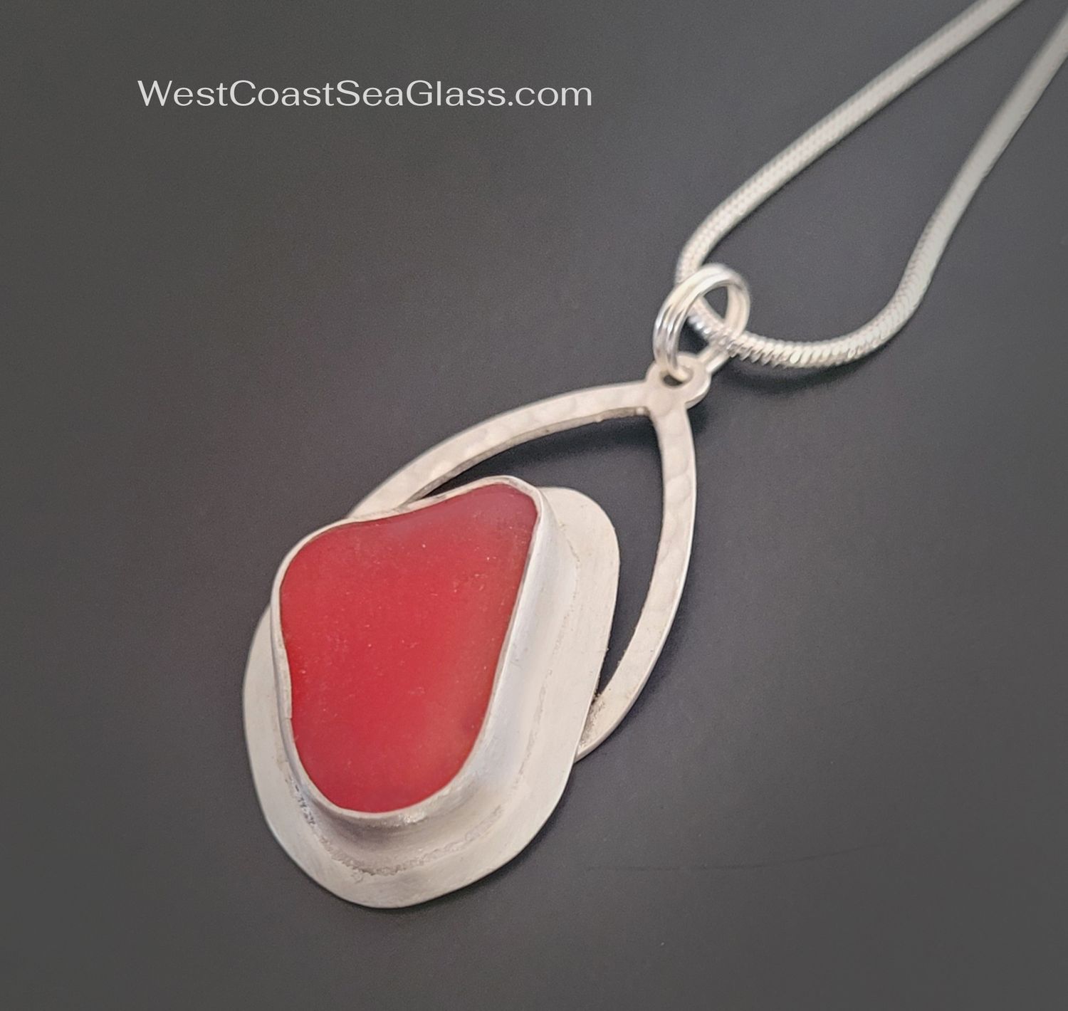 Bright, Rare RED Sea Glass Necklace