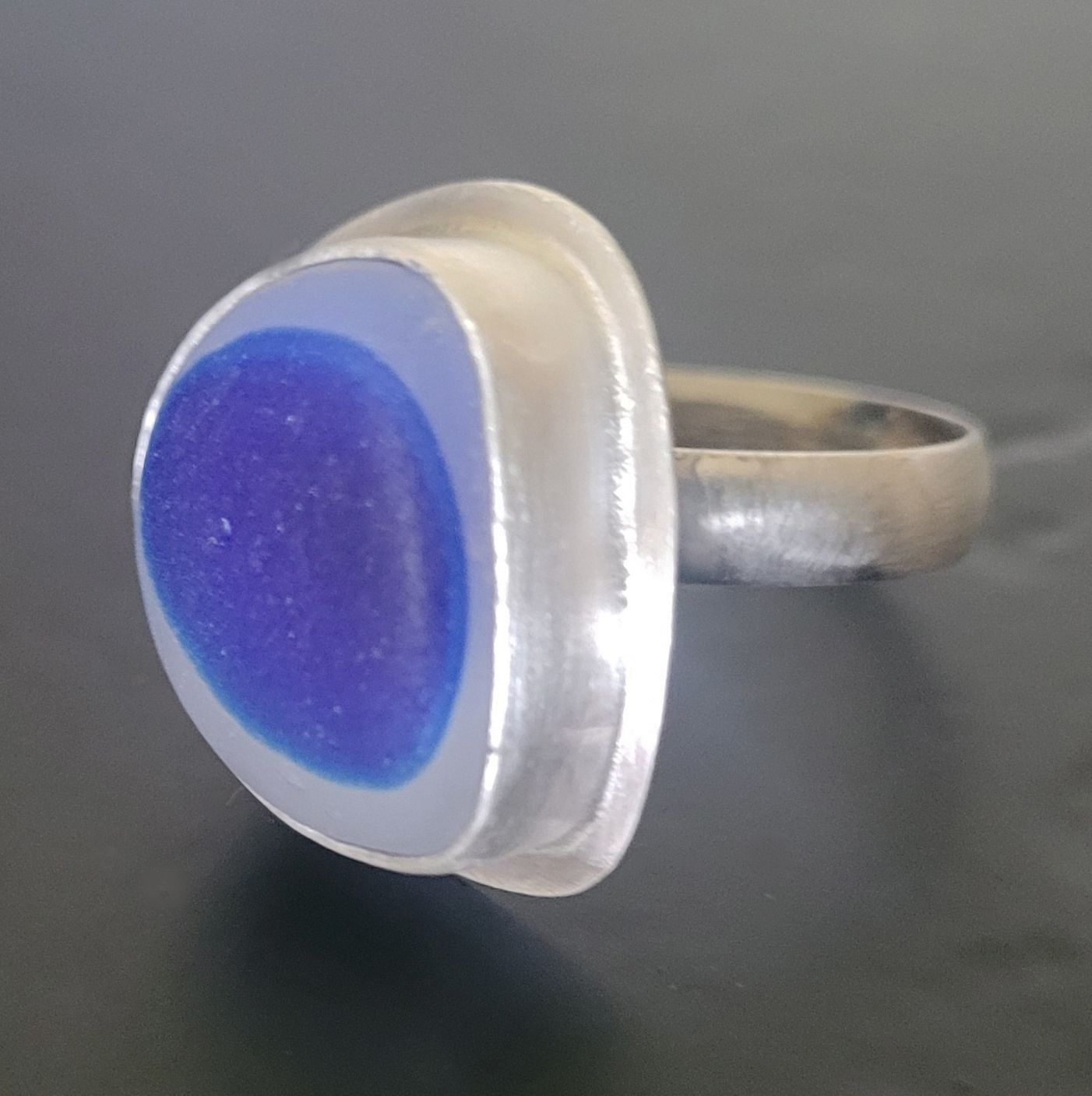 Royal Blue Sea Glass Ring - Size 9