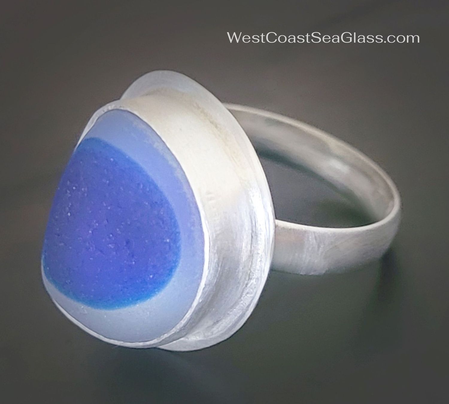 Royal Blue Sea Glass Ring - Size 9