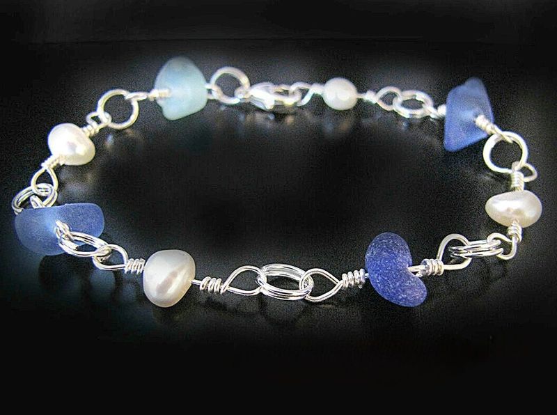 Ocean Blue Sea Glass & Pearls