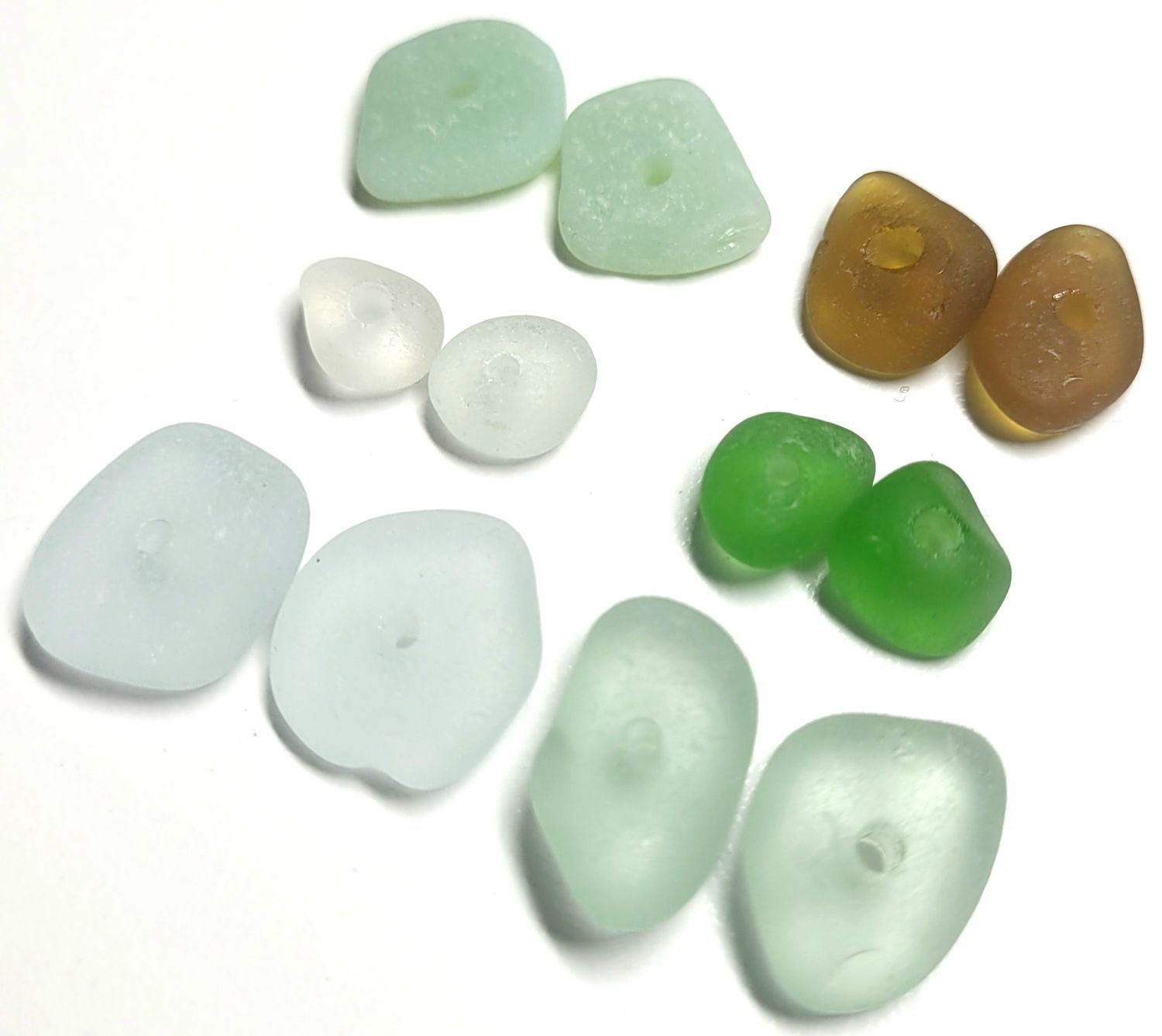Drilled Sea Glass Pairs - 12pcs