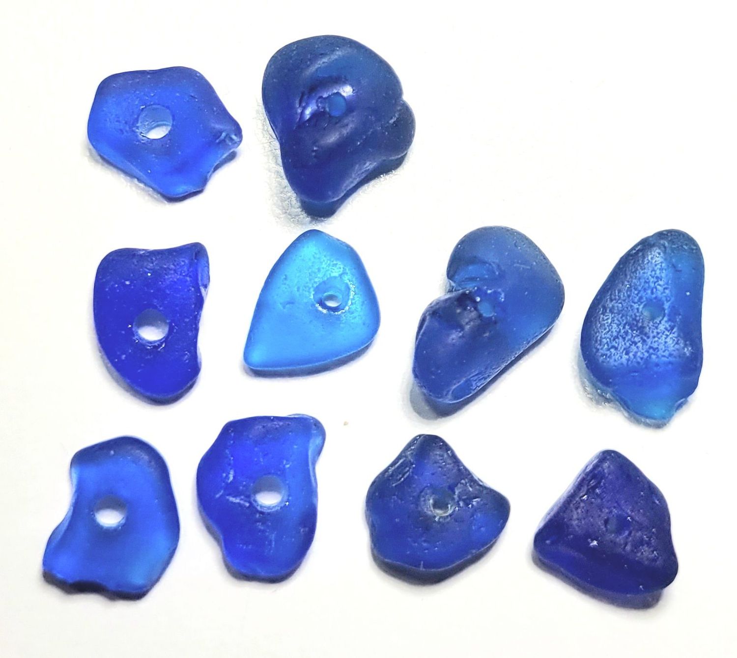Cobalt Blues Center Drilled - 10pcs