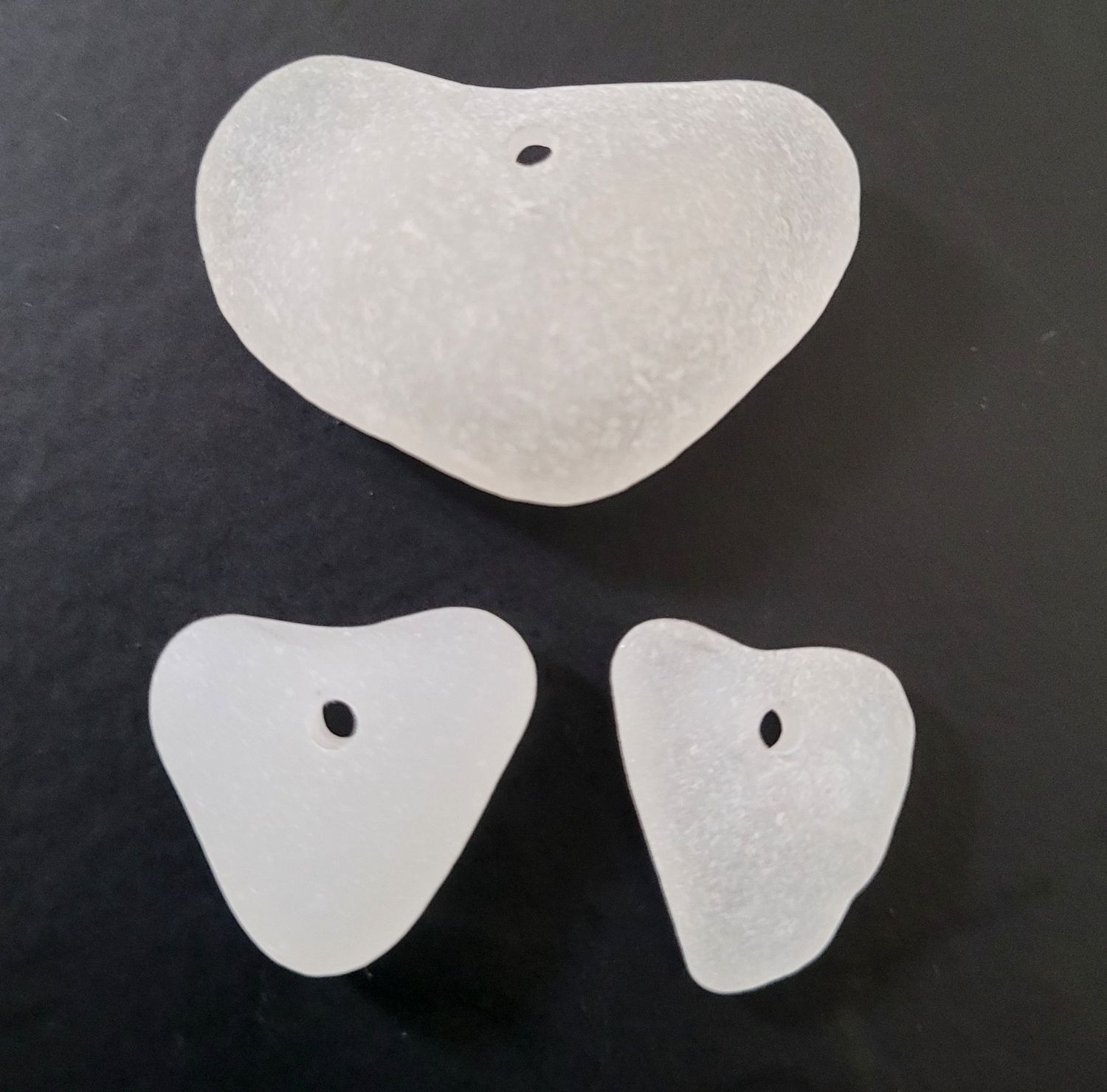 Drilled White Hearts - 3pcs Drilled White Hearts - 3pcs
