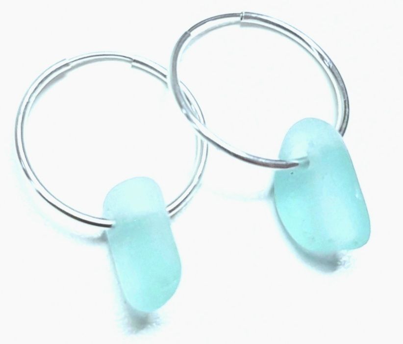 Soft Aqua Silver Hoops Soft Aqua Silver Hoops