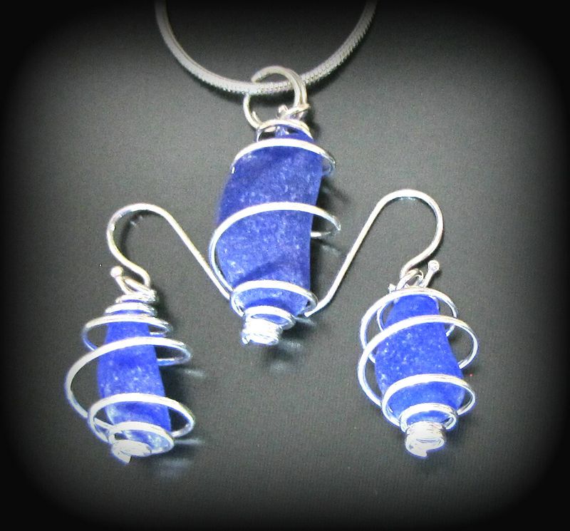 Spiral Wrapped, Cobalt Blue Set