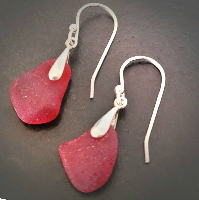 Rare Red Mermaid Tear Earrings