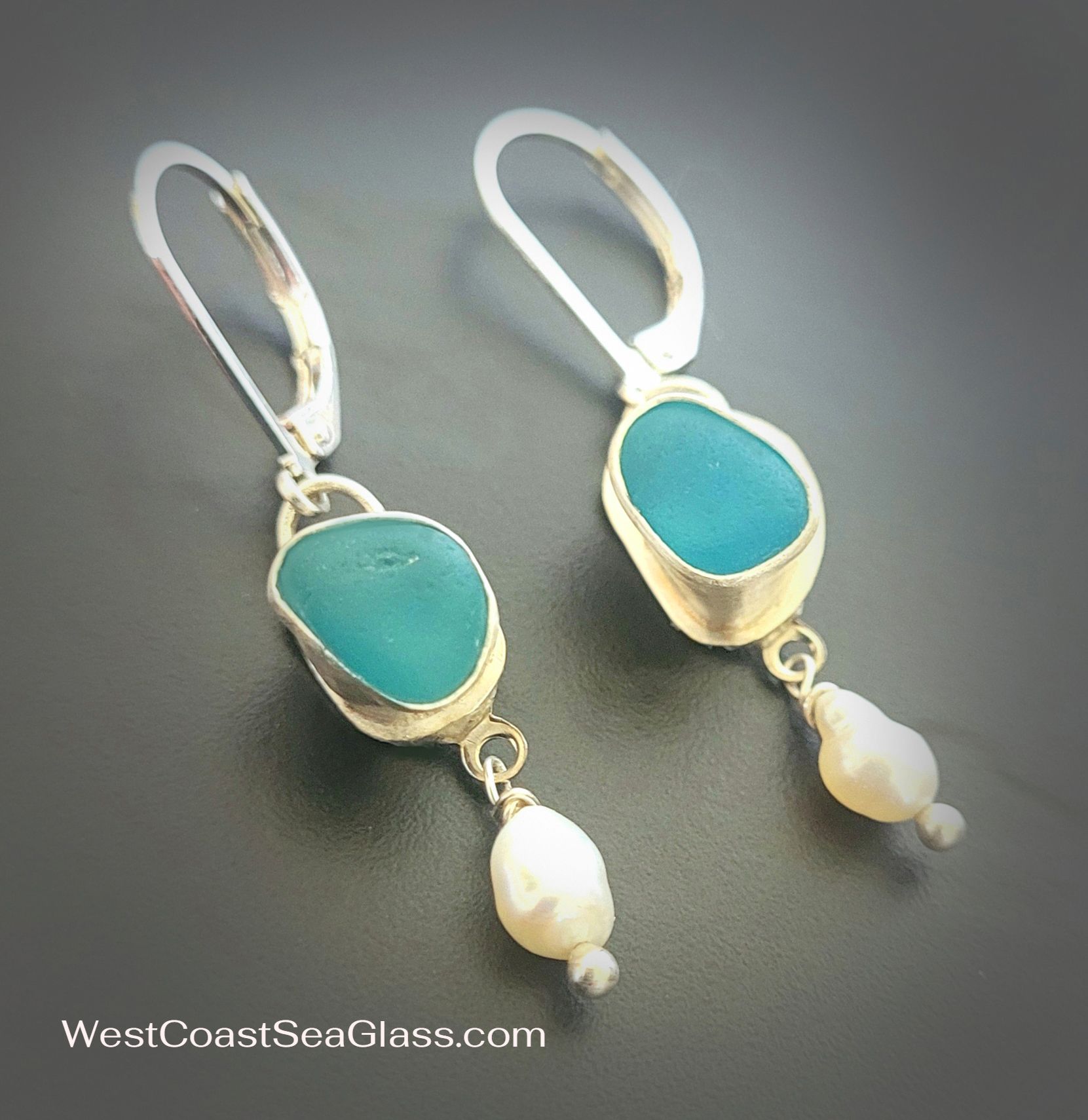 Rarest Turquoise Sea Glass w/Pearls