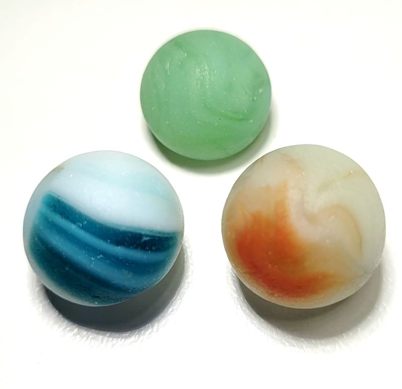 Antique Sea Worn Marbles - 3pcs