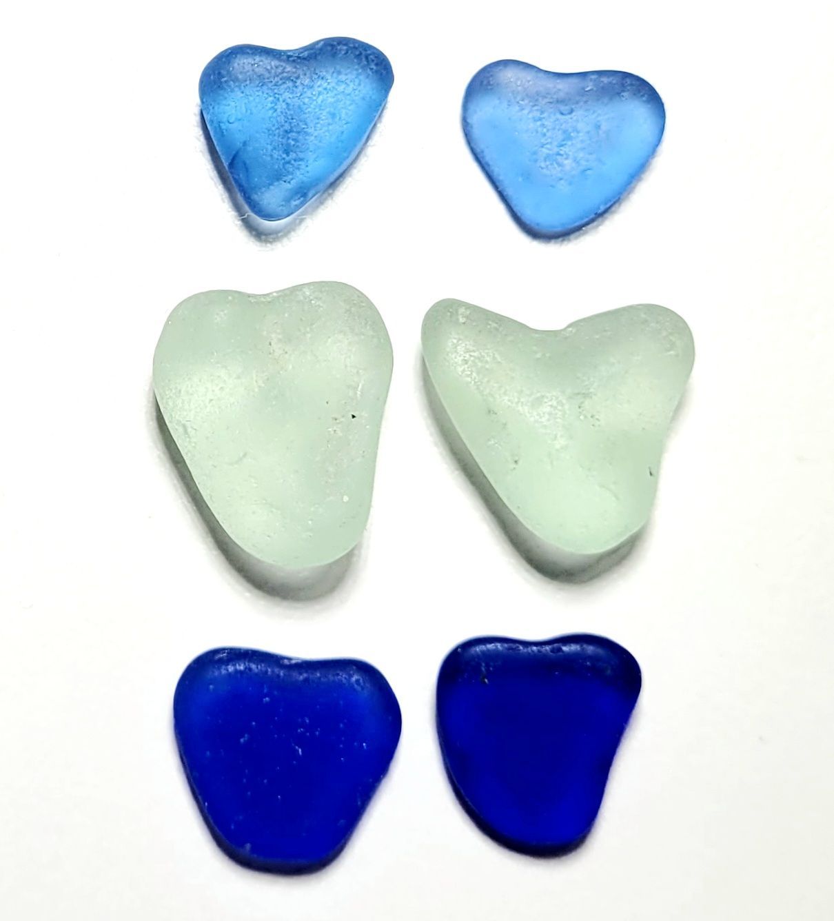 Blues & Seafoam Hearts - 6pcs