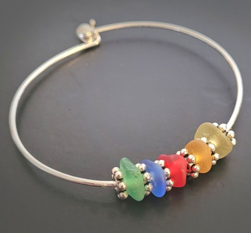 Rainbow Sea Glass Bangle