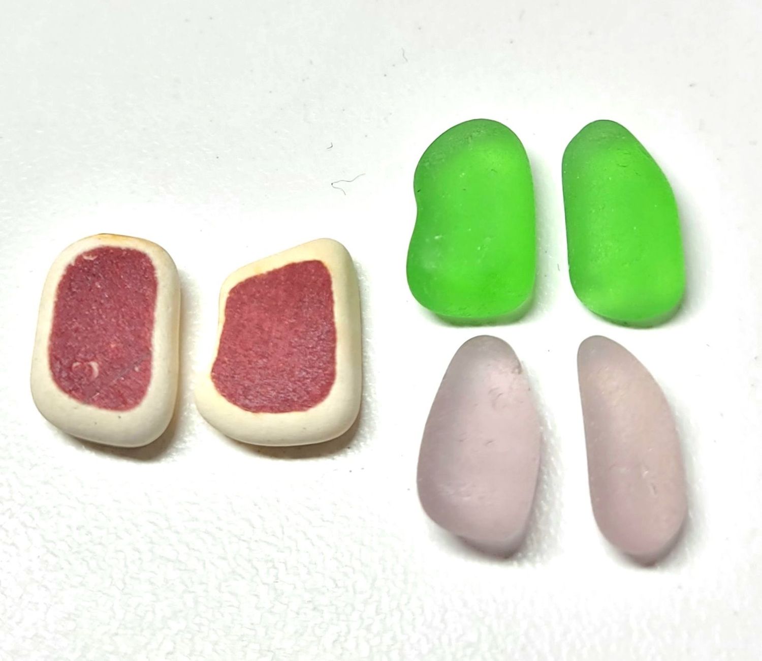 Lavender, Emerald, and Red Pottery Pairs