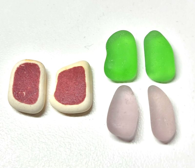 Lavender, Emerald, and Red Pottery Pairs