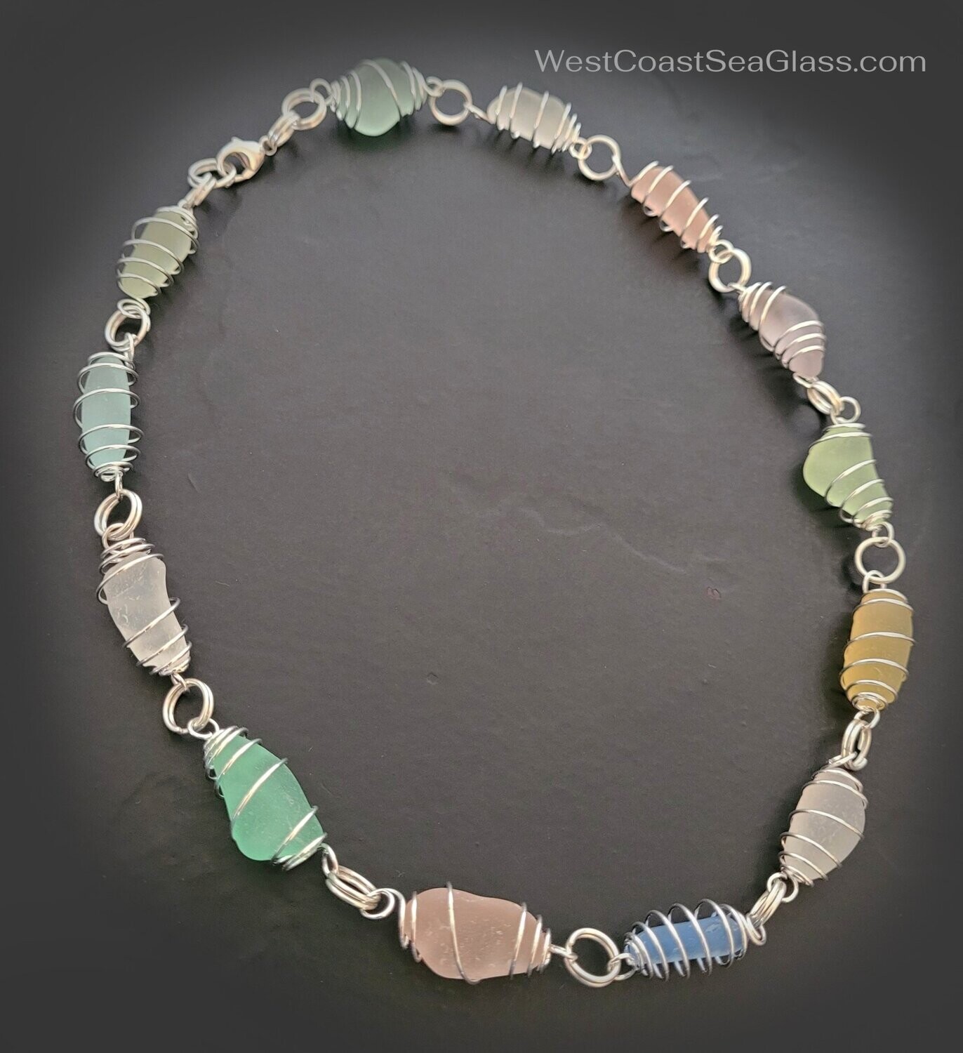 Pastel Sea Glass Wrapped Necklace