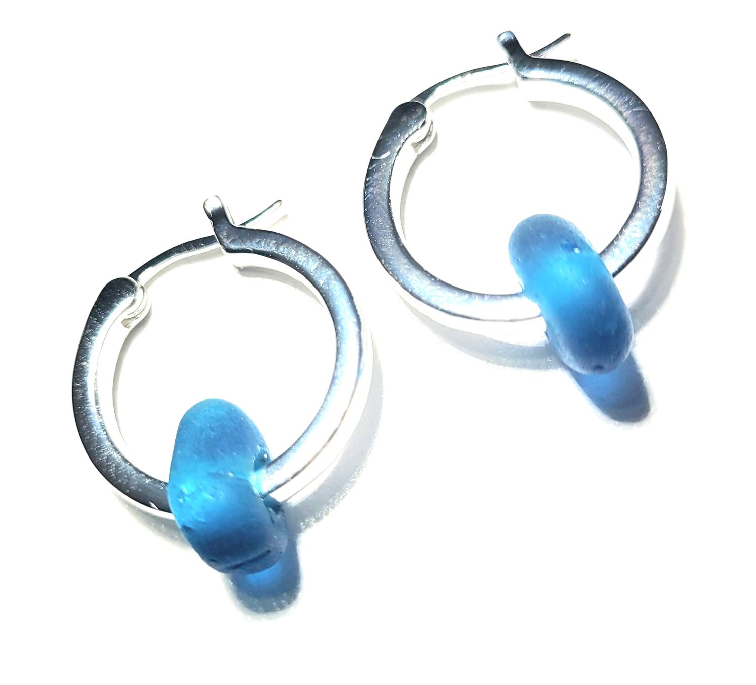 Rarest Turquoise on Silver Hoops