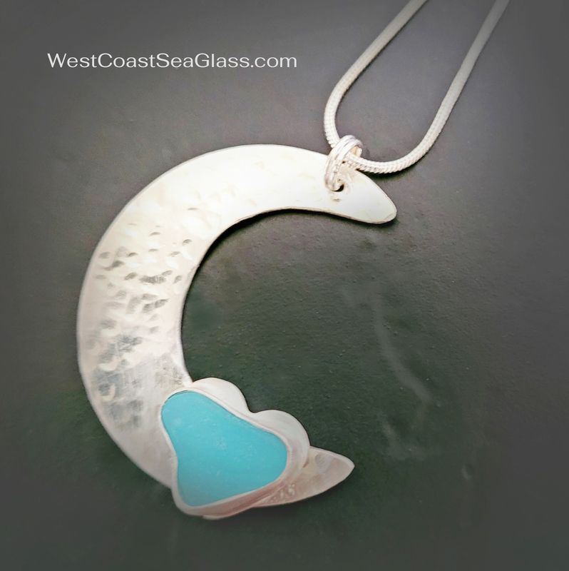 Swinging on the Moon Sea Glass Heart