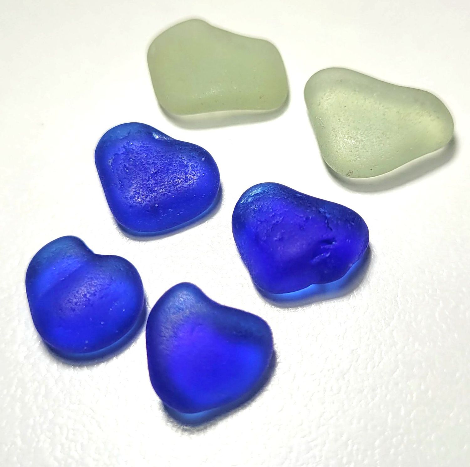 Cobalt & Seafoam Heart Pairs-6pc