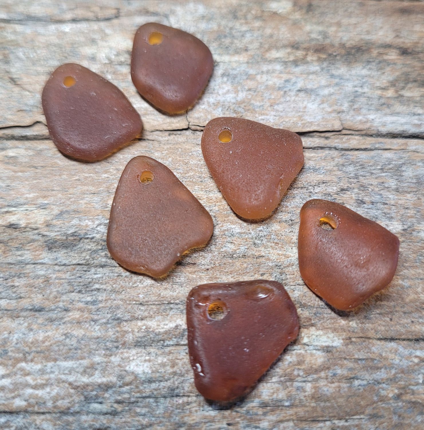 Sweet Browns - Top Drilled Sea Glass