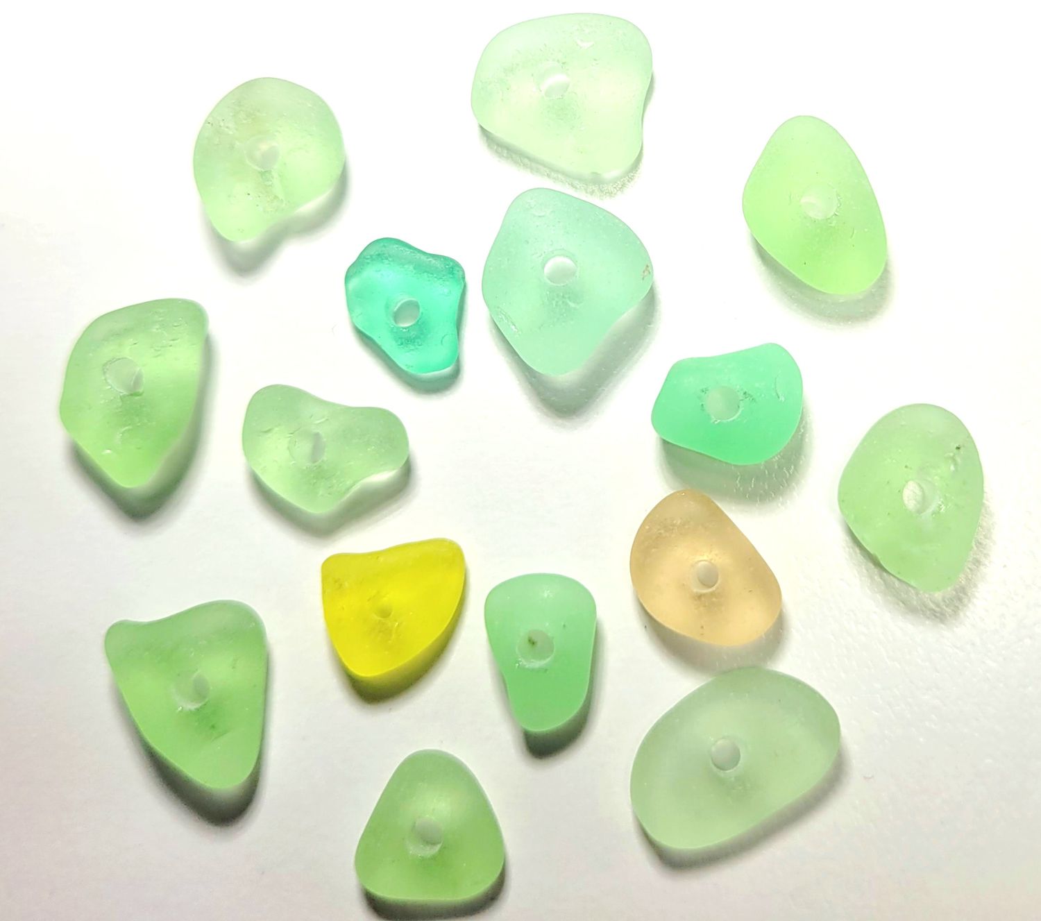 Center Drilled UV Lime Pretties - 15pcs