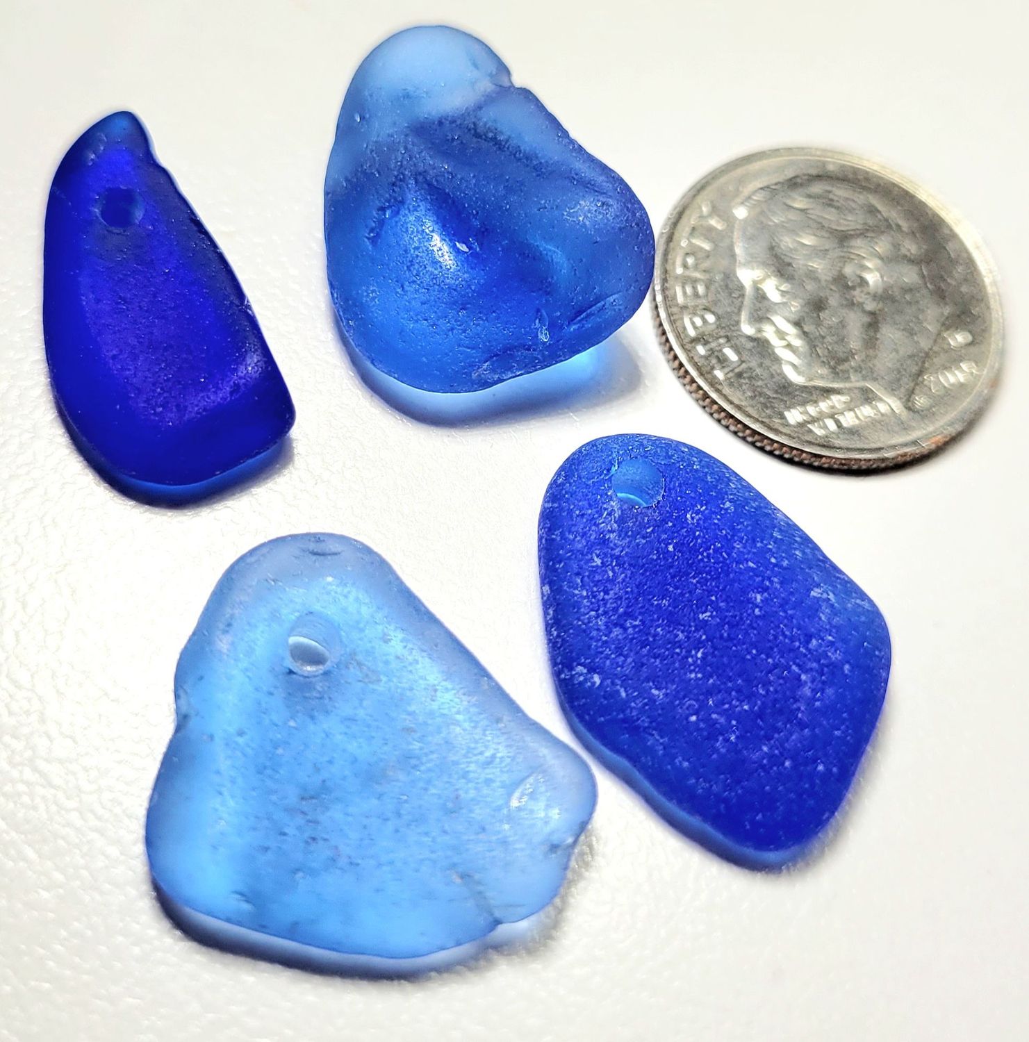 Drilled Pendant Blues - 4pcs
