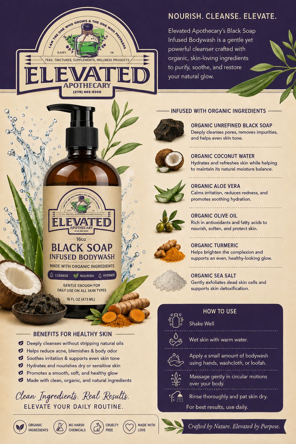 BLACK SOAP INFUSED BODYWASH 16oz